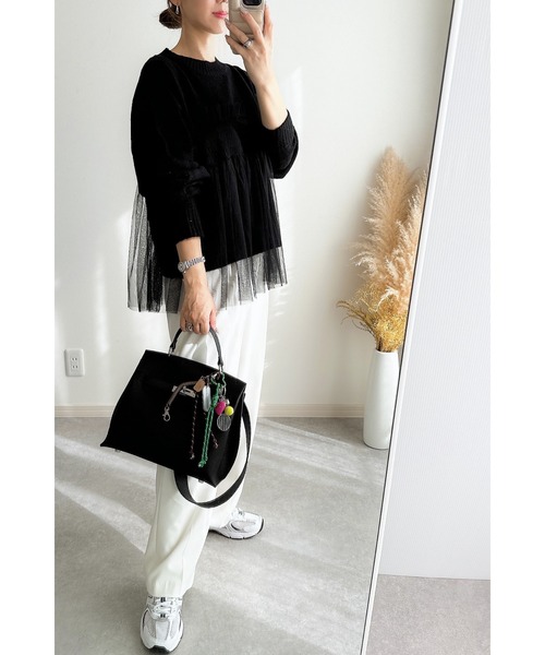 &. NOSTALGIA（アンドドットノスタルジア）の「【ZOZO限定】チュールレイヤードニット（ニット/セーター・レディース・ブラック/グレー・M）」の21枚目の写真