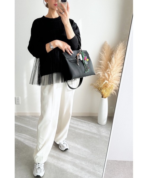 &. NOSTALGIA（アンドドットノスタルジア）の「【ZOZO限定】チュールレイヤードニット（ニット/セーター・レディース・ブラック/グレー・M）」の20枚目の写真