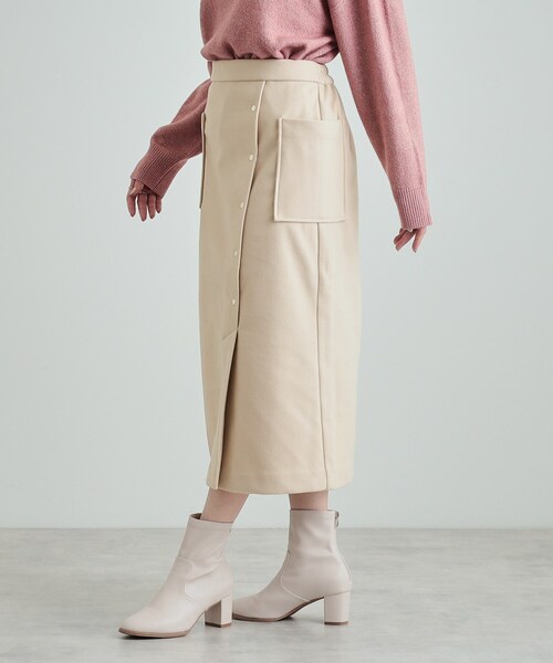 DRESKIP（ドレスキップ）の「◆【S-LL/あったか】きれいめ ドット釦ナロースカート（スカート・レディース・ブラック/ライトベージュ/ベージュ系1・01/02/03/04）」の9枚目の写真