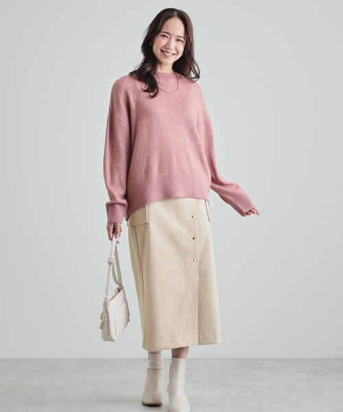 DRESKIP（ドレスキップ）の「◆【S-LL/あったか】きれいめ ドット釦ナロースカート（スカート・レディース・ブラック/ライトベージュ/ベージュ系1・01/02/03/04）」の10枚目の写真