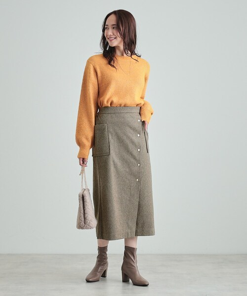 DRESKIP（ドレスキップ）の「◆【S-LL/あったか】きれいめ ドット釦ナロースカート（スカート・レディース・ブラック/ライトベージュ/ベージュ系1・01/02/03/04）」の14枚目の写真