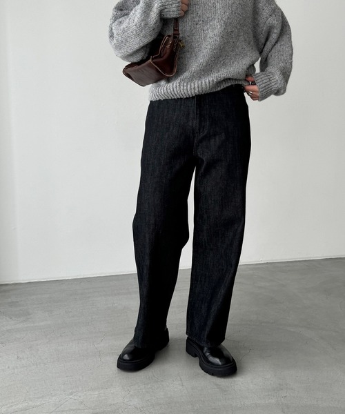 CANAL JEAN（キャナルジーン）の「ハイウエストワイドデニム（デニムパンツ・レディース・ホワイト/インディゴブルー/ブラック・マルチサイズ）」の2枚目の写真