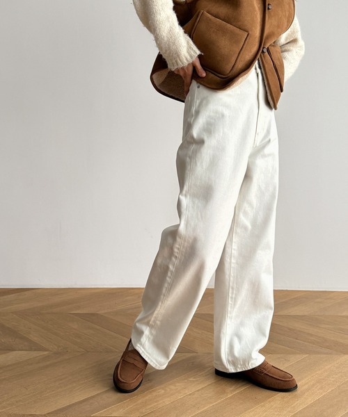 CANAL JEAN（キャナルジーン）の「ハイウエストワイドデニム（デニムパンツ・レディース・ホワイト/インディゴブルー/ブラック・マルチサイズ）」の4枚目の写真