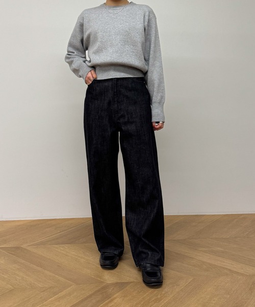 CANAL JEAN（キャナルジーン）の「ハイウエストワイドデニム（デニムパンツ・レディース・ホワイト/インディゴブルー/ブラック・マルチサイズ）」の7枚目の写真