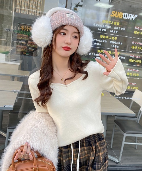 paravion(パラビオン)の「裏起毛フロントデザインニットプルオーバー(ニット/セーター・レディース・ブラック/ホワイト・FREE)」の17枚目の写真