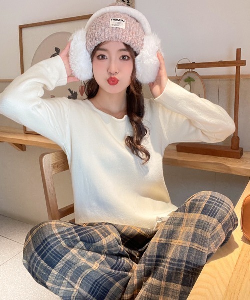 paravion(パラビオン)の「裏起毛フロントデザインニットプルオーバー(ニット/セーター・レディース・ブラック/ホワイト・FREE)」の18枚目の写真