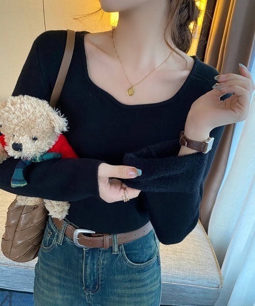 paravion(パラビオン)の「裏起毛フロントデザインニットプルオーバー(ニット/セーター・レディース・ブラック/ホワイト・FREE)」の6枚目の写真