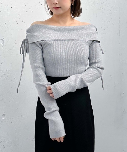 archives（アルシーヴ）の「ドロストオフショルラメリブニット（ニット/セーター・レディース・ピンク/ブラック/グレー/アイボリー・MEDIUM）」の17枚目の写真