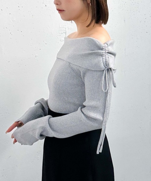 archives（アルシーヴ）の「ドロストオフショルラメリブニット（ニット/セーター・レディース・ピンク/ブラック/グレー/アイボリー・MEDIUM）」の18枚目の写真