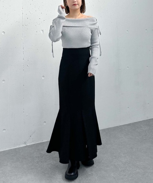 archives（アルシーヴ）の「ドロストオフショルラメリブニット（ニット/セーター・レディース・ピンク/ブラック/グレー/アイボリー・MEDIUM）」の20枚目の写真