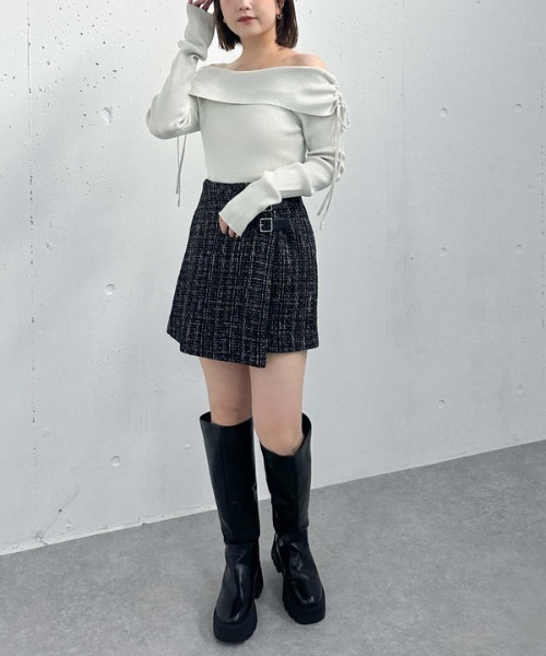 archives（アルシーヴ）の「ドロストオフショルラメリブニット（ニット/セーター・レディース・ピンク/ブラック/グレー/アイボリー・MEDIUM）」の9枚目の写真