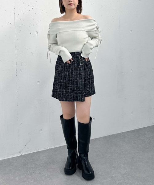 archives（アルシーヴ）の「ドロストオフショルラメリブニット（ニット/セーター・レディース・ピンク/ブラック/グレー/アイボリー・MEDIUM）」の10枚目の写真