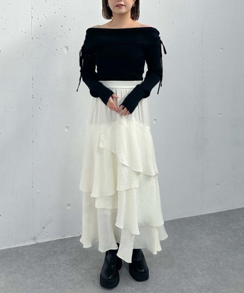 archives（アルシーヴ）の「ドロストオフショルラメリブニット（ニット/セーター・レディース・ピンク/ブラック/グレー/アイボリー・MEDIUM）」の15枚目の写真