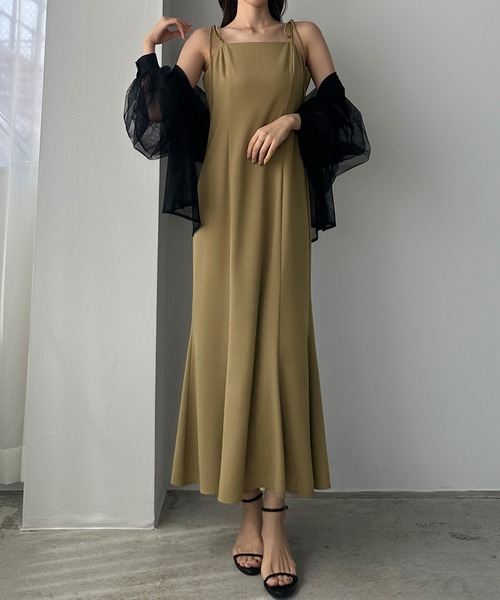 セール】【薄くて軽いジョーゼット生地】リボンセミマーメイドキャミ