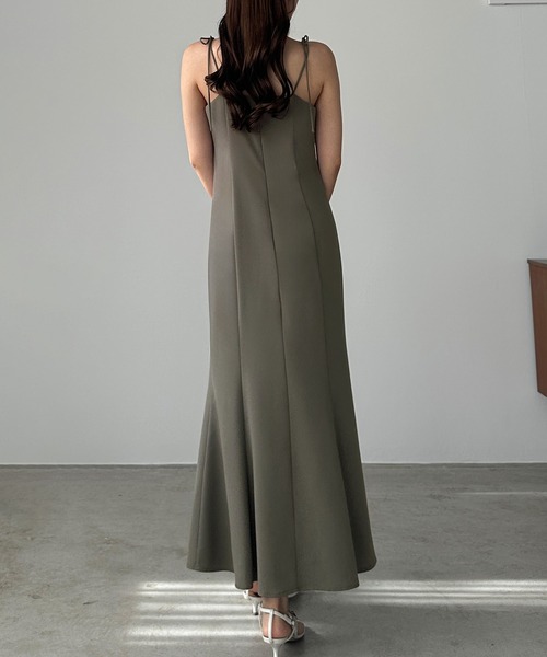 セール】【薄くて軽いジョーゼット生地】リボンセミマーメイドキャミ