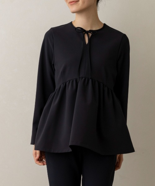 tシャツ 「SONO/ソーノ」「Magical Stretch」フロントリボン　レディペプラムＰＯ レディース Sono tシャツ 「SONO/ソーノ」「Magical Stretch」フロント