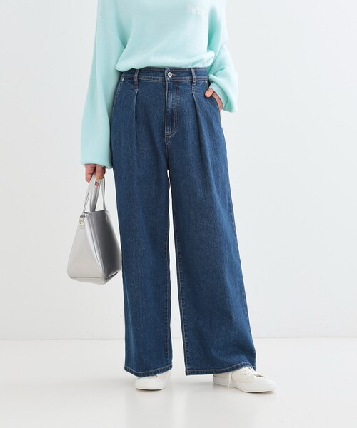 DRESKIP（ドレスキップ）の「後ろウエストゴムが楽 大人のタックワイド デニムパンツ（デニムパンツ・レディース・ライトブルー/ブルー系その他・01/02/03/04）」の7枚目の写真