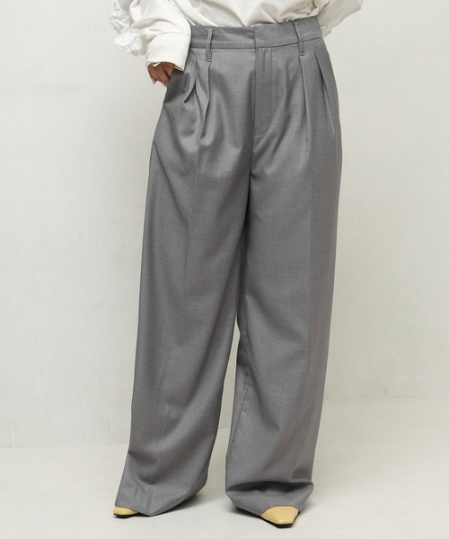 Firsthand（ファーストハンド）の「センタ―プレス インタック ワイドパンツ / ワイドスラックス（スラックス・レディース・グレー/ダークベージュ・マルチサイズ）」の2枚目の写真