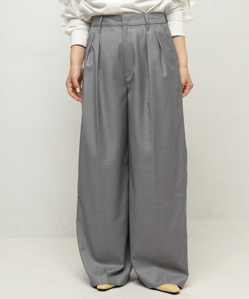Firsthand（ファーストハンド）の「センタ―プレス インタック ワイドパンツ / ワイドスラックス（スラックス・レディース・グレー/ダークベージュ・マルチサイズ）」の9枚目の写真