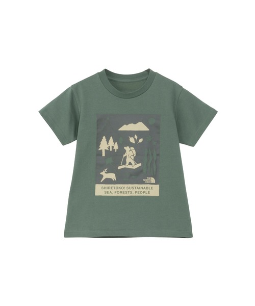 THE NORTH FACE(ザノースフェイス)の「THE NORTH FACE/ザ・ノース・フェイス T S/S SHIRETOKO T キッズ Tシャツ NTT32534ST(Tシャツ/カットソー・キッズ・ホワイト/ダークグリーン・110cm/120cm/100cm)」の2枚目の写真