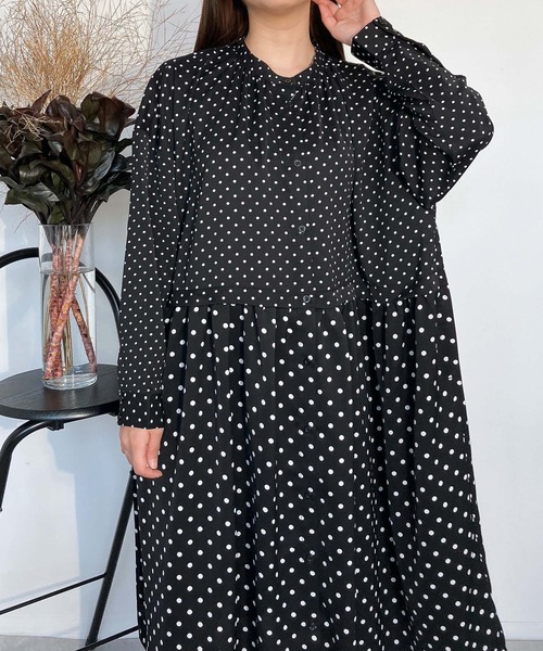 AS KNOW AS plus(アズノゥアズプラス)の「●切替ギャザー前開きワンピース(ワンピース・レディース・グリーン/サックスブルー系/ネイビー/ブラック系・FREE)」の9枚目の写真