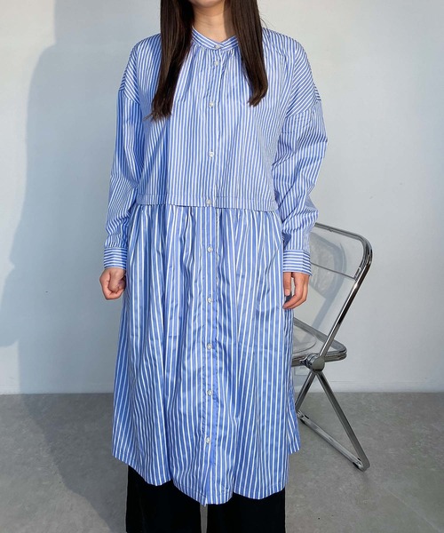 AS KNOW AS plus(アズノゥアズプラス)の「●切替ギャザー前開きワンピース(ワンピース・レディース・グリーン/サックスブルー系/ネイビー/ブラック系・FREE)」の13枚目の写真