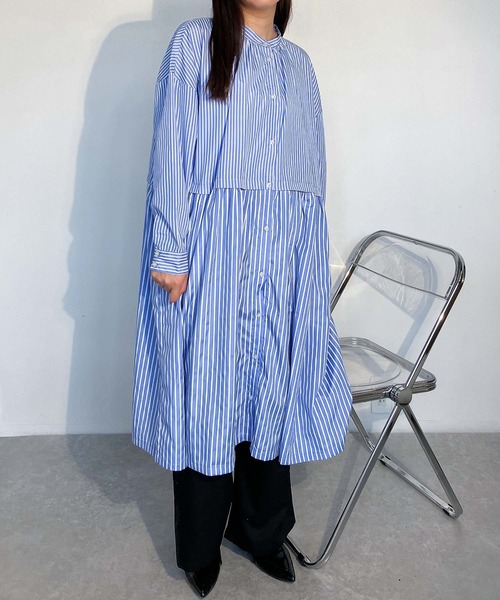 AS KNOW AS plus(アズノゥアズプラス)の「●切替ギャザー前開きワンピース(ワンピース・レディース・グリーン/サックスブルー系/ネイビー/ブラック系・FREE)」の14枚目の写真