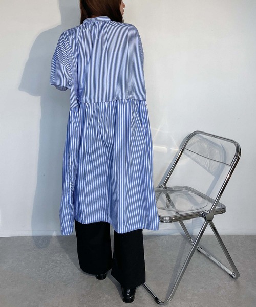 AS KNOW AS plus(アズノゥアズプラス)の「●切替ギャザー前開きワンピース(ワンピース・レディース・グリーン/サックスブルー系/ネイビー/ブラック系・FREE)」の16枚目の写真