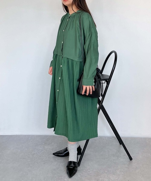 AS KNOW AS plus(アズノゥアズプラス)の「●切替ギャザー前開きワンピース(ワンピース・レディース・グリーン/サックスブルー系/ネイビー/ブラック系・FREE)」の20枚目の写真