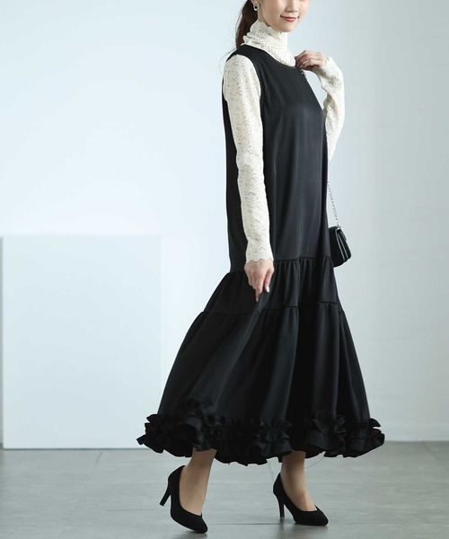 Sawa a la mode(サワアラモード)の「フリル裾ティアードワンピース(ワンピース・レディース・ブラック・FREE)」の1枚目の写真