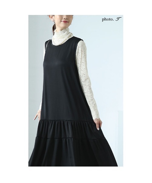 Sawa a la mode(サワアラモード)の「フリル裾ティアードワンピース(ワンピース・レディース・ブラック・FREE)」の3枚目の写真