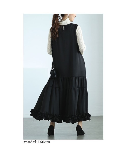 Sawa a la mode(サワアラモード)の「フリル裾ティアードワンピース(ワンピース・レディース・ブラック・FREE)」の11枚目の写真