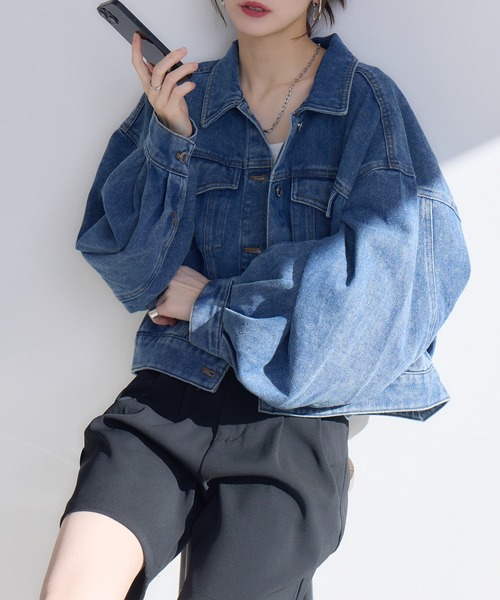 RU.TI.LE(ルチル)の「【RU.TI.LE】ショートデニムジャケット(デニムジャケット・レディース・ブラック/ネイビー・MEDIUM)」の21枚目の写真