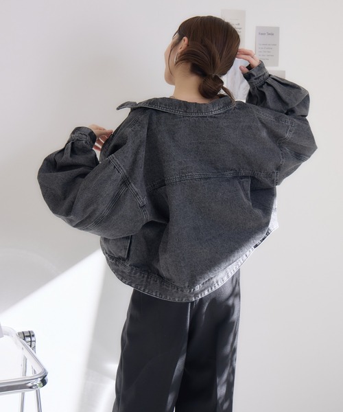 RU.TI.LE(ルチル)の「【RU.TI.LE】ショートデニムジャケット(デニムジャケット・レディース・ブラック/ネイビー・MEDIUM)」の15枚目の写真