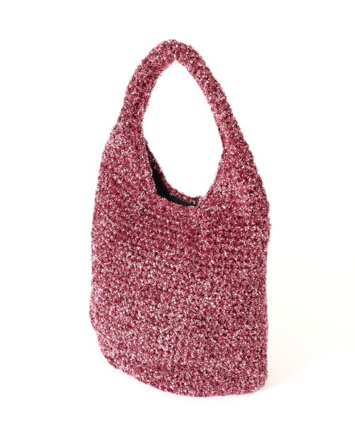 ROSE BUD（ローズバッド）の「ラメニットバッグ（ハンドバッグ・レディース・ピンク/シルバー・ONE SIZE）」の5枚目の写真