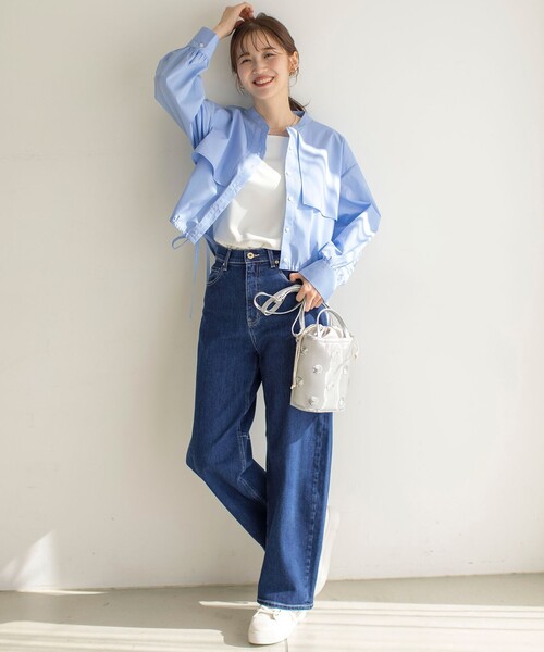 ANY SIS(エニィスィス)の「【UVカット・接触冷感・速乾】クロップトヨークハオリ シャツ(シャツ/ブラウス・レディース・スカイブルー系/ホワイト系/オレンジ系1/ネイビー系1・4)」の19枚目の写真