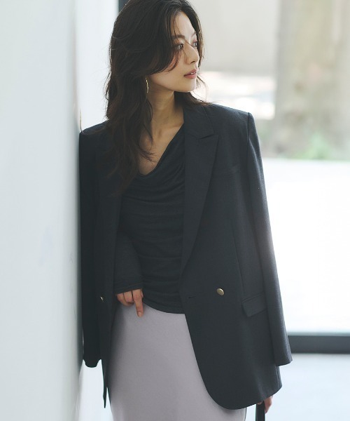 ギャザードレープカットトップス（Tシャツ/カットソー）｜anuans（ア