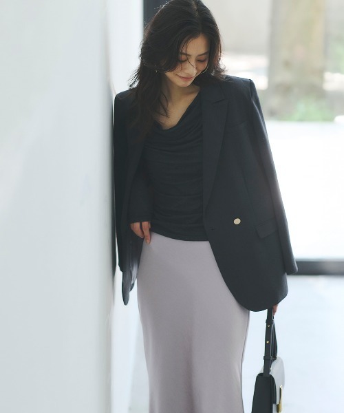 トップス anuans ギャザードレープカットトップス（Tシャツ/カットソー）｜anuans（ア