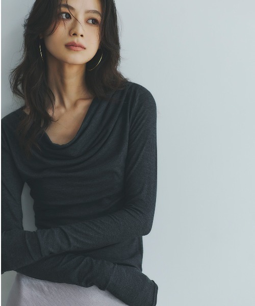 ギャザードレープカットトップス（Tシャツ/カットソー）｜anuans（ア