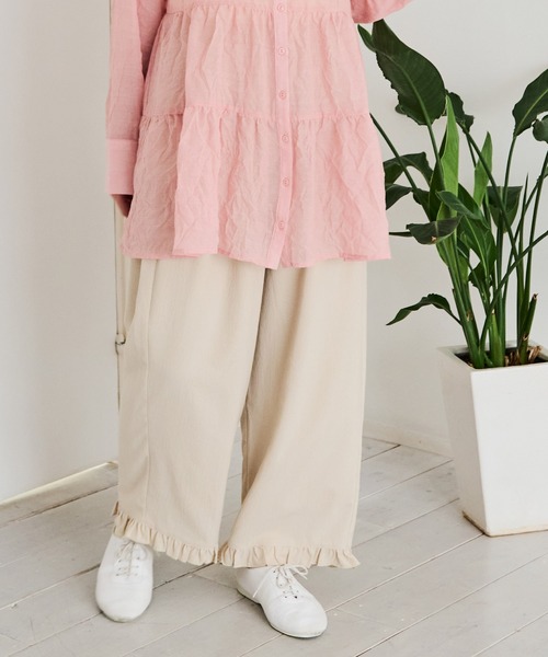 Crisp（クリスプ）の「フリルイージーパンツ（その他パンツ・レディース・グリーン/ベージュ/ブラウン/ダークブラウン・FREE）」の3枚目の写真