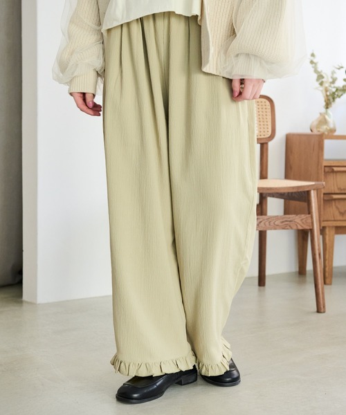 Crisp（クリスプ）の「フリルイージーパンツ（その他パンツ・レディース・グリーン/ベージュ/ブラウン/ダークブラウン・FREE）」の4枚目の写真