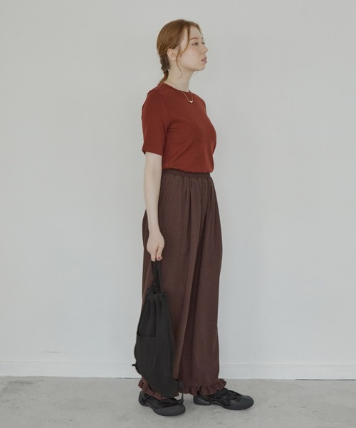 Crisp（クリスプ）の「フリルイージーパンツ（その他パンツ・レディース・グリーン/ベージュ/ブラウン/ダークブラウン・FREE）」の6枚目の写真