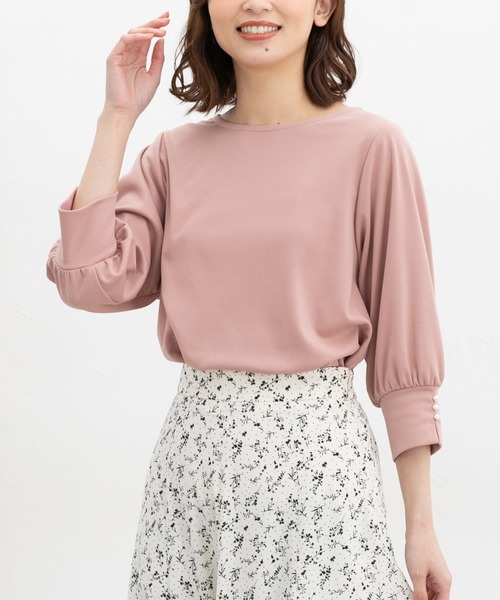 Honeys(ハニーズ)の「7分袖パール使いトップス(Tシャツ/カットソー・レディース・ブラック/ピンク/アイボリー/グレイッシュブルー・LL/3L/S/M/L)」の14枚目の写真