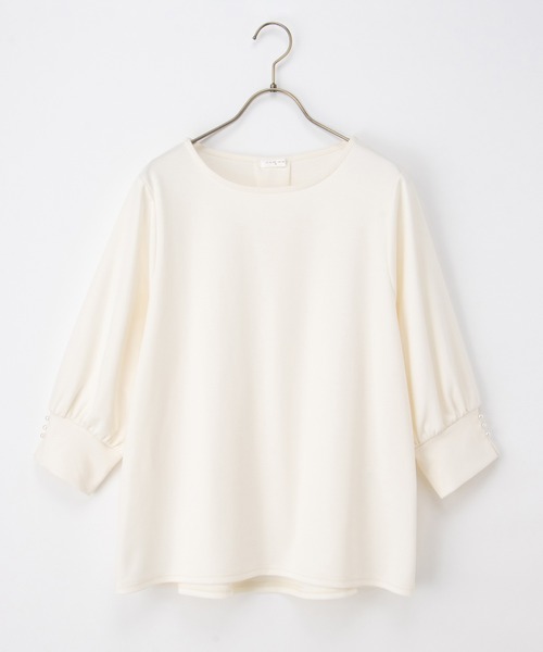 Honeys(ハニーズ)の「7分袖パール使いトップス(Tシャツ/カットソー・レディース・ブラック/ピンク/アイボリー/グレイッシュブルー・LL/3L/S/M/L)」の15枚目の写真