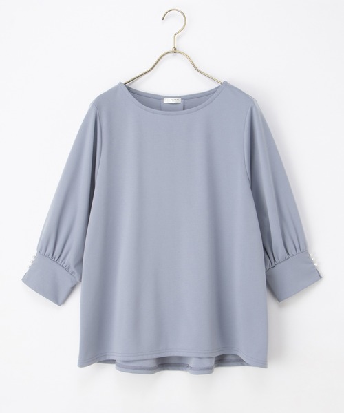 Honeys(ハニーズ)の「7分袖パール使いトップス(Tシャツ/カットソー・レディース・ブラック/ピンク/アイボリー/グレイッシュブルー・LL/3L/S/M/L)」の19枚目の写真