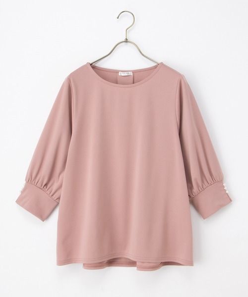 Honeys(ハニーズ)の「7分袖パール使いトップス(Tシャツ/カットソー・レディース・ブラック/ピンク/アイボリー/グレイッシュブルー・LL/3L/S/M/L)」の21枚目の写真