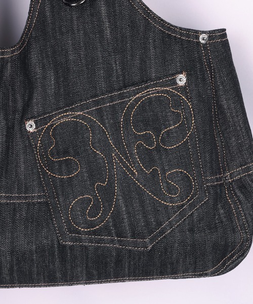 ☆fancy club☆ Big Pocket Denim Shoulder Bag BLACK F25QE991 A'GEM/9 × .kom 『 FANCY CLUB/ファンシークラブ』 BIG POCKET
