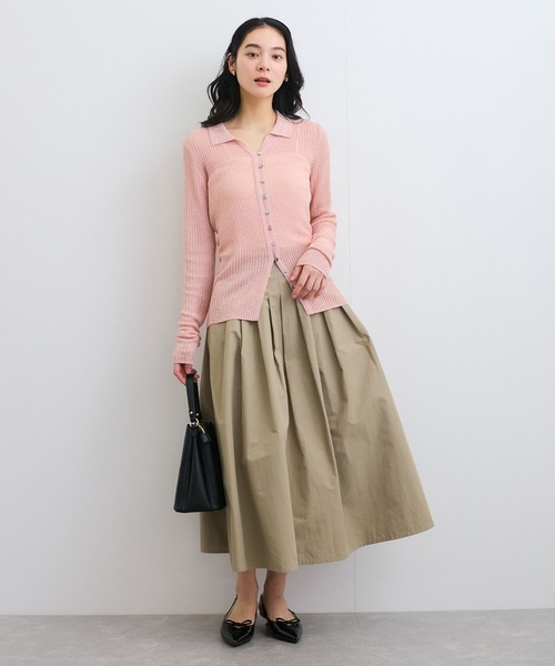 VIS（ビス）の「シアーポロ襟リブカーディガン（カーディガン/ボレロ・レディース・ピンク系その他2/ホワイト/チャコールグレー・FREE）」の16枚目の写真