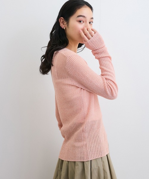 VIS（ビス）の「シアーポロ襟リブカーディガン（カーディガン/ボレロ・レディース・ピンク系その他2/ホワイト/チャコールグレー・FREE）」の18枚目の写真