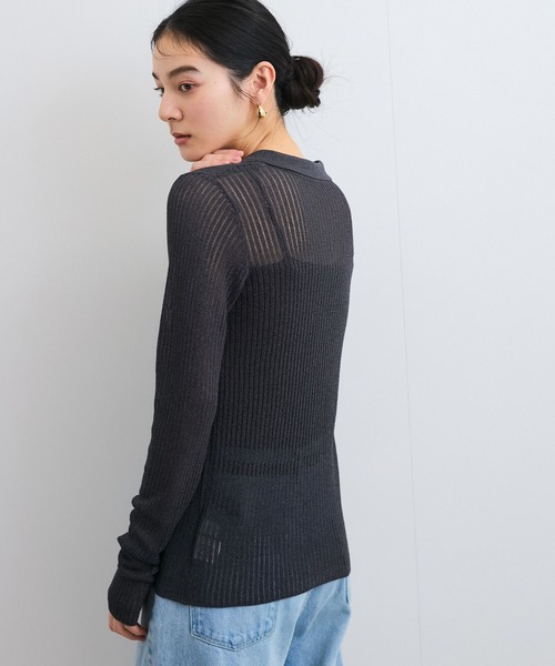 VIS（ビス）の「シアーポロ襟リブカーディガン（カーディガン/ボレロ・レディース・ピンク系その他2/ホワイト/チャコールグレー・FREE）」の22枚目の写真